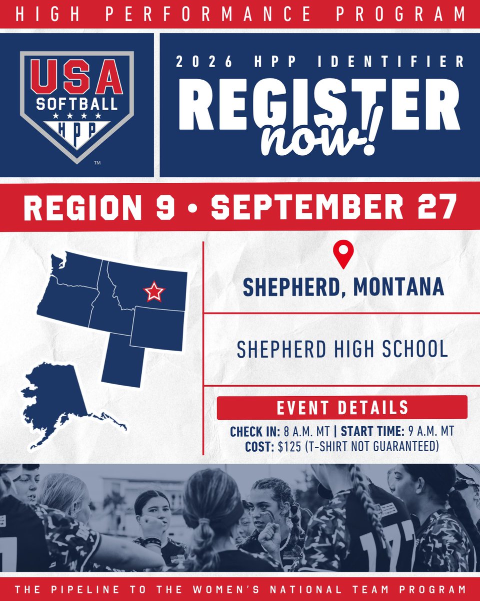 USASoftball's tweet photo. 🥎 𝐑𝐞𝐚𝐝𝐲 𝐭𝐨 𝐭𝐚𝐤𝐞 𝐭𝐡𝐞 𝐧𝐞𝐱𝐭 𝐬𝐭𝐞𝐩?

Early registration is closing 𝒔𝒐𝒐𝒏 for the upcoming 𝗥𝗲𝗴𝗶𝗼𝗻 𝟲 &amp; 𝟵 #HPP Identifiers!

𝙎𝙚𝙘𝙪𝙧𝙚 𝙮𝙤𝙪𝙧 𝙨𝙥𝙤𝙩 𝙩𝙤𝙙𝙖𝙮!
DE 🔗 https://t.co/3ZzowfKAAR
MT 🔗 https://t.co/xNliM733L7 https://t.co/7aXkvVQACd