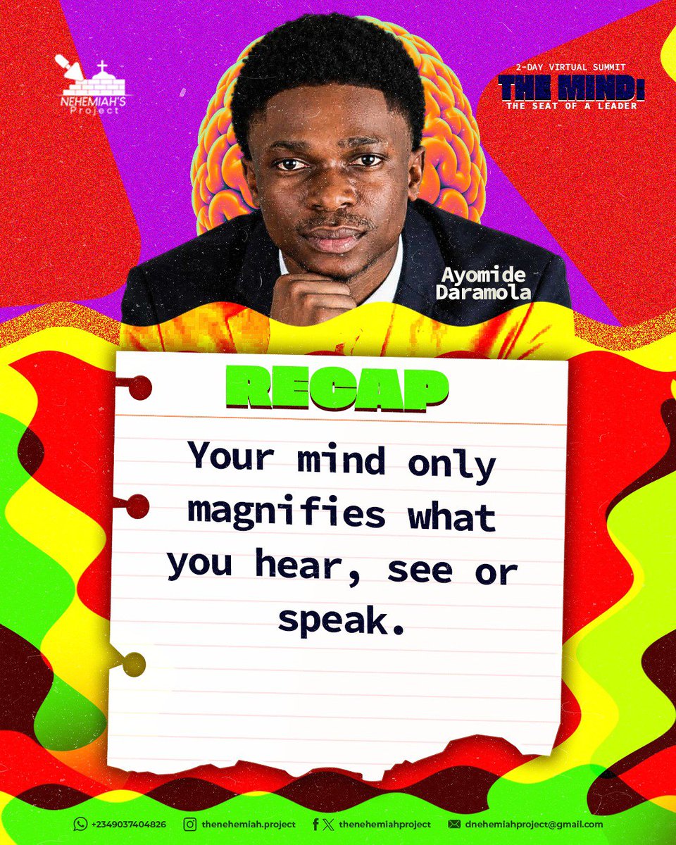 NehemiahTh64195's tweet photo. Your mind only magnifies what your hear, see or speak! 

EXCERPTS FROM THE MIND: The Seat of A Leader. 

#thenehemiahproject #themind #leadership https://t.co/IPnqClLci3