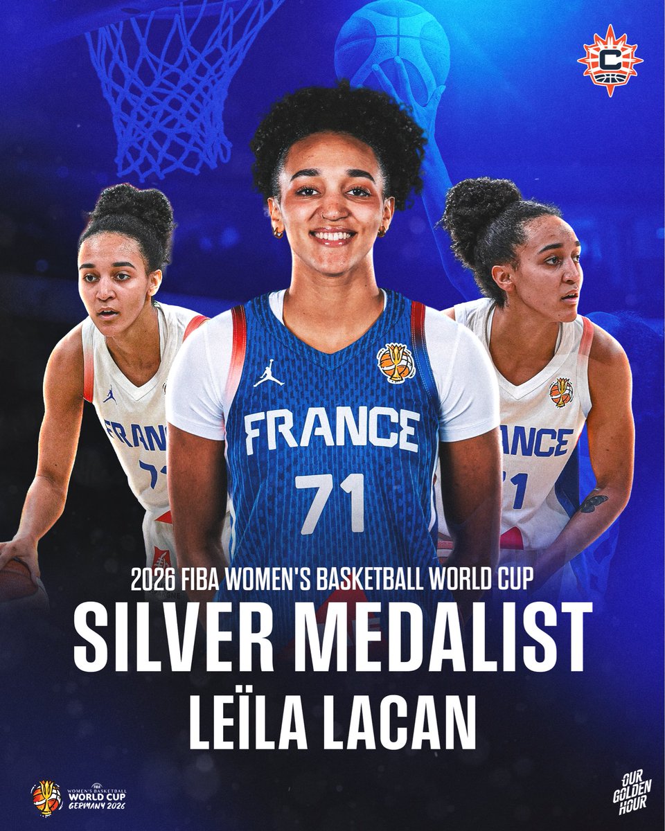 ConnecticutSun's tweet photo. A HISTORIC FINISH FOR LEÏLA🥈🇫🇷

Congratulations to Leïla Lacan as she finishes her FIBA World Cup run on the podium as France records its best-ever finish in the tournament!

#GoldenHour | #CTSun https://t.co/v49RDxEDmH