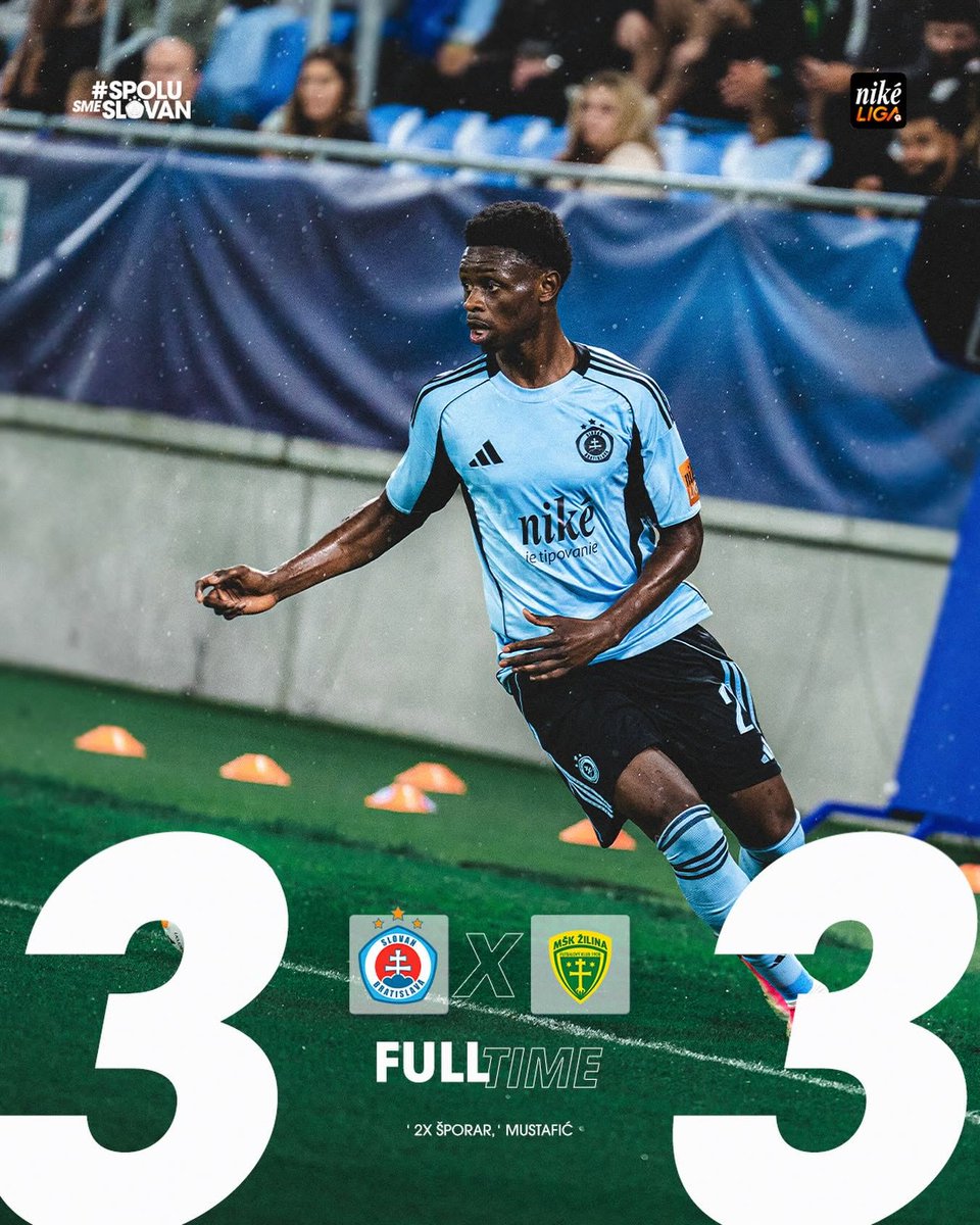 SKSlovan's tweet photo. FULLTIME | ŠK Slovan Bratislava - MŠK Žilina 3:3 https://t.co/QyspLFJMlE