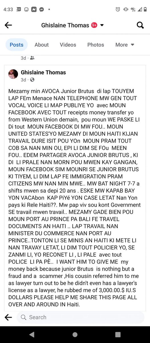ghislainethoma1's tweet photo. Voleu Avoca junior Brutus. Se konsa li rele. Voleur sa . Mezanmi gade l bien pa pran service nan men li. Se gang li ye. https://t.co/H0MRR2PNE2