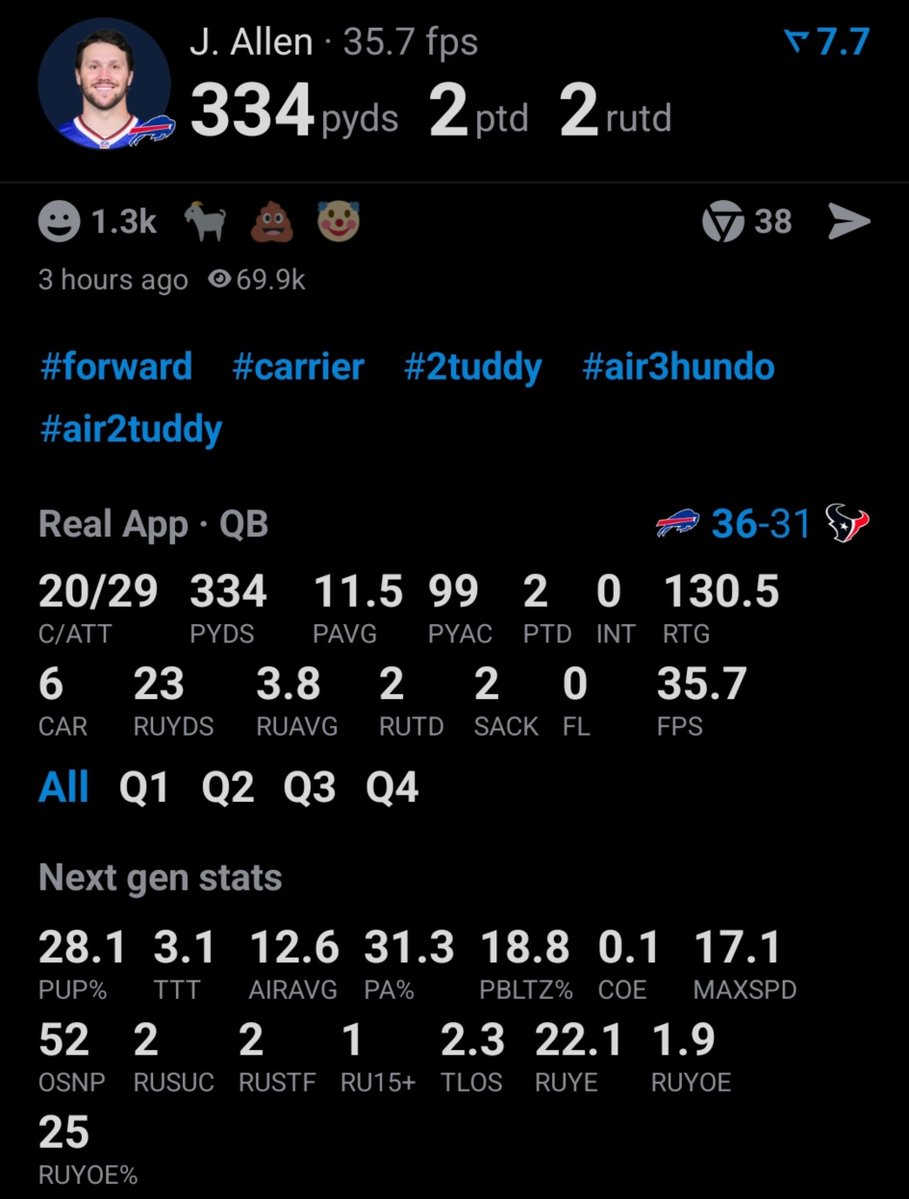 Jram2TBJ's tweet photo. JOSH ALLEN VS THE BEST DEFENSE IN THE WHOLE LEAGUE https://t.co/dxfDDsONo9