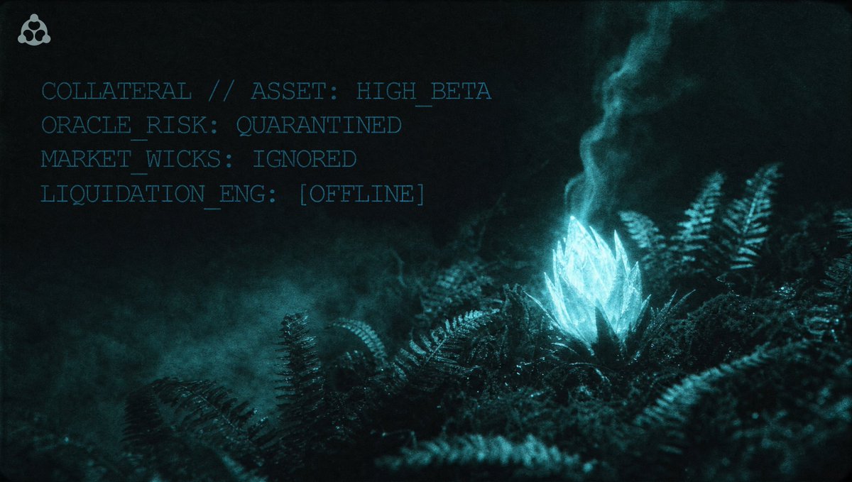 PawnHouseLIQ's tweet photo. A 20% wick on a centralized exchange shouldn't wipe out your on-chain collateral.

Pooled protocols rely on continuous oracle feeds that trigger forced fire-sales at the exact bottom of a cascade.

In Pawn House:
• No price oracles reading spot market panic
• Collateral stays locked in stasis regardless of intraday wicks
• You settle when the term matures, not when an oracle glitches

Volatility without liquidation risk.