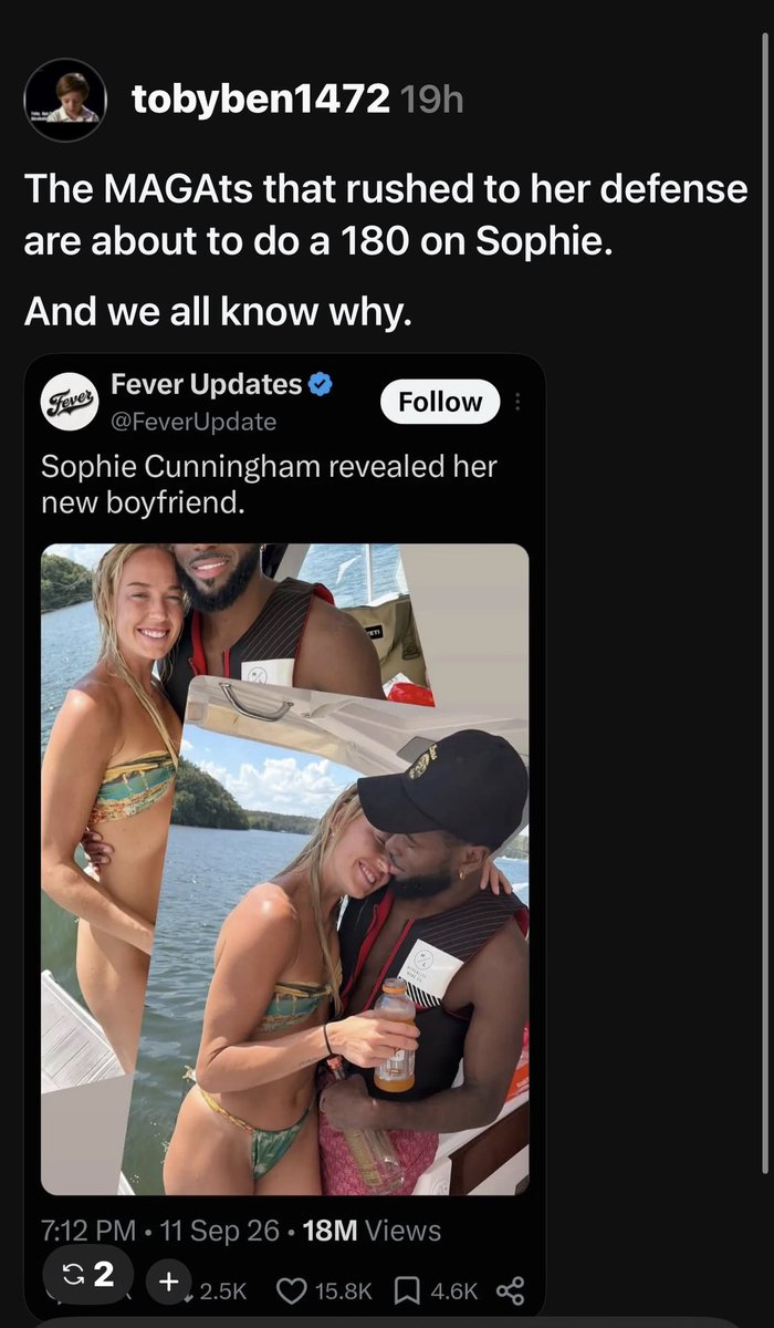 clerpatriot's tweet photo. They’re already pushing the narrative that Republicans will drop Sophie Cunningham because her boyfriend is Black.

Raise your hand if you don’t give a single damn who she dates. 🙋🏽‍♀️ https://t.co/hNCMDydzyd
