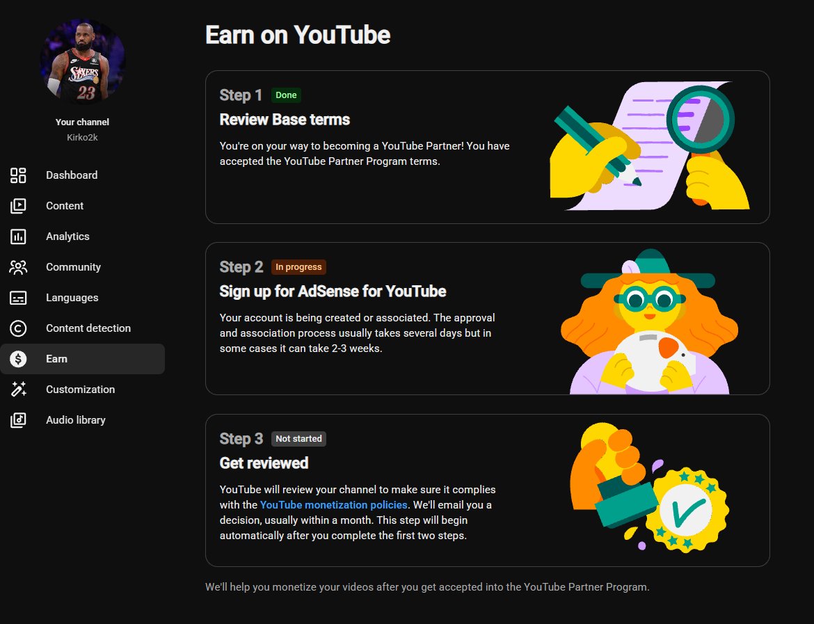 Kirko2KYT's tweet photo. HOLY GUYS WE CAN GET MONETIZED https://t.co/7dvM056sIt