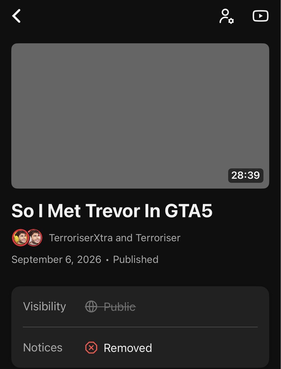 Terroriser's tweet photo. This just shows how shambolic your system has become @YouTubeCreators @YouTubeGaming, this clip was flagged for, and I quote “nudity and sexual content”.

The time and effort of editors staying up late editing a video to then get a video removed because a flawed system is just so irritating. The video was re-uploaded with this part removed and then A NEW CLIP caused the video to be removed which seemed to be fine the first time around. Years this has gone on and nothing ever gets fixed. Please logically tell me why this clip should warrant the removal of the entire video? 

I look forward to your automated response.
