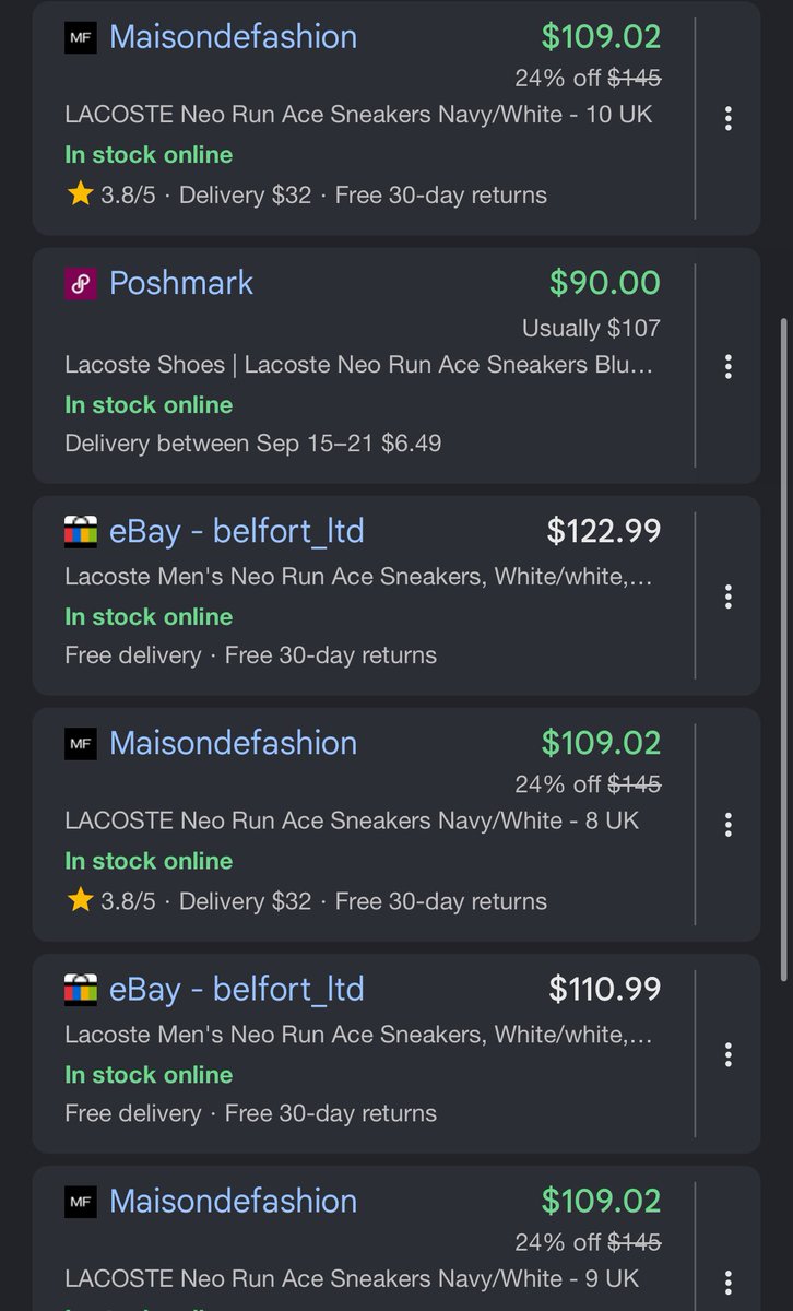 glitchtoriches's tweet photo. $110 LACOSTE SNEAKERS FOR $34.99?!

Reference price: $100, 65% OFF

https://t.co/yYsIxodxPG

Selling for around $90–$123 elsewhere

Multiple colors and sizes available RIGHT NOW 🚨

Roughly $55+ cheaper than the other prices shown online

Grab your size before they’re gone! #ad https://t.co/7wbvQYb2Jm