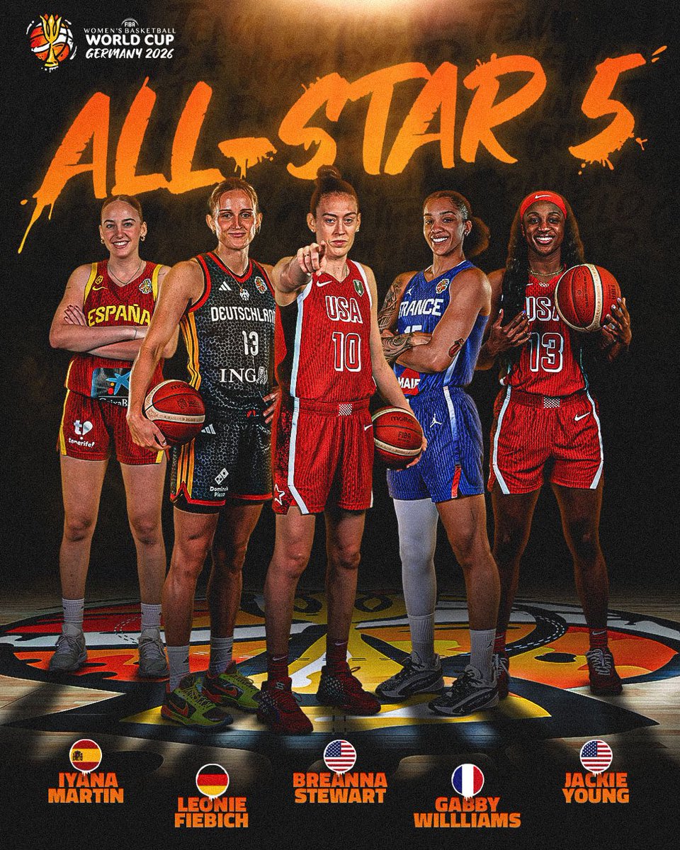 GIGANTESbasket's tweet photo. 🇪🇸💎 IYANA MARTÍN, en el MEJOR QUINTETO de la COPA DEL MUNDO

Le acompañan Leo Fiebich, Breanna Stewart (MVP), Gabby Williams y Jackie Young

📸FIBA | #FIBAWWC x #WeOwnTheGame https://t.co/rIqk5KevmO