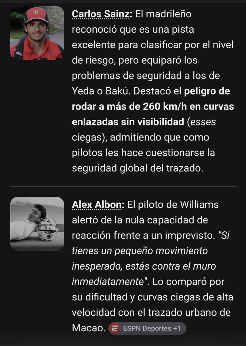 pollonidas69_'s tweet photo. Me descojono😂😂😂. Fernando Alonso, Carlos Sainz, Norris Russell o Verstappen están diciendo que Madring es una putisima mierda, insegura y decepcionante. Hasta aquí llegó el Gran Premio de Lady Áticos. La próxima temporada probablemente no se celebre. https://t.co/vBNfut0ZCq