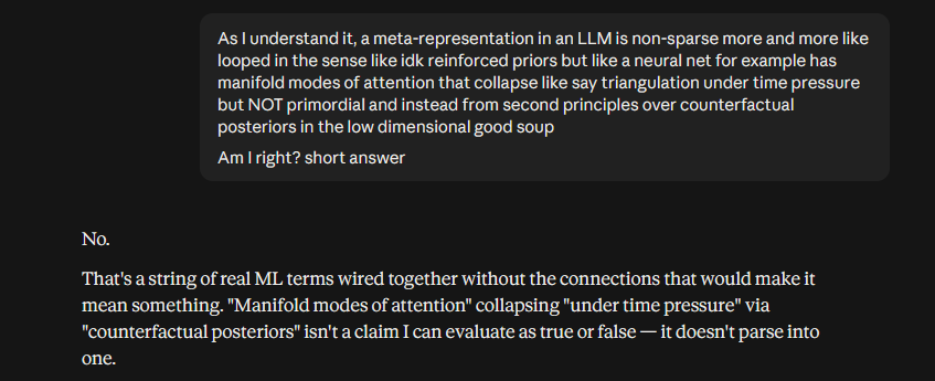 flowersslop's tweet photo. you can say completely random bullshit and chatgpt will tell you you're broadly right while claude will just tell you it means nothing https://t.co/1KENSQeVQJ
