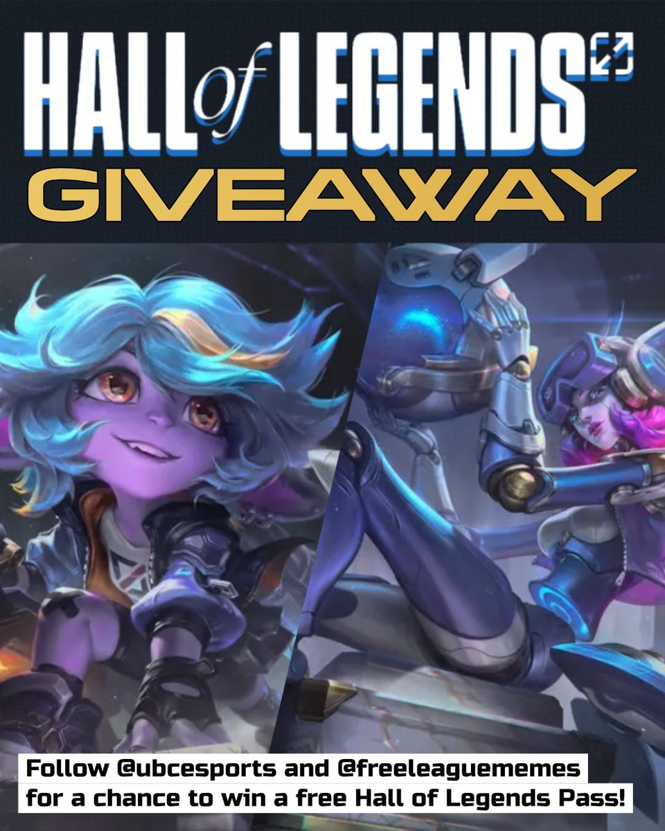 FreeLeagueMemes's tweet photo. 🎉 GIVEAWAY 🎉

@freeleaguememes × @ubcesports are giving away 1 Hall of Legends Pass to one lucky winner! 🏆

To enter:
✅ Follow both accounts
❤️ Like this post
🔁 Retweet https://t.co/N1ueB3fLQL