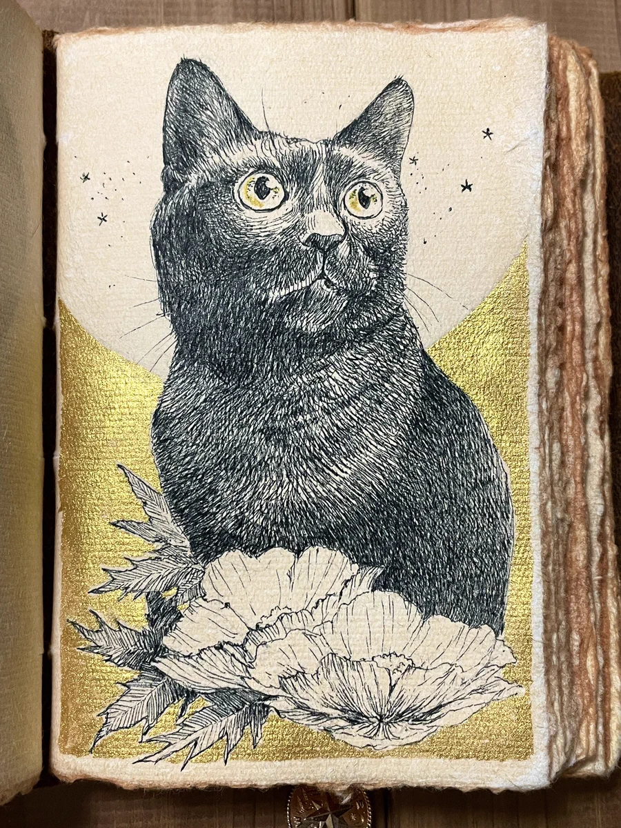 【原画】『苔むした猫　阿吽』植物　絵画　アンティーク 砂虫隼/乱痴気事虫所@8月23日@東京ビッグサイト「コミティア157」Q28a