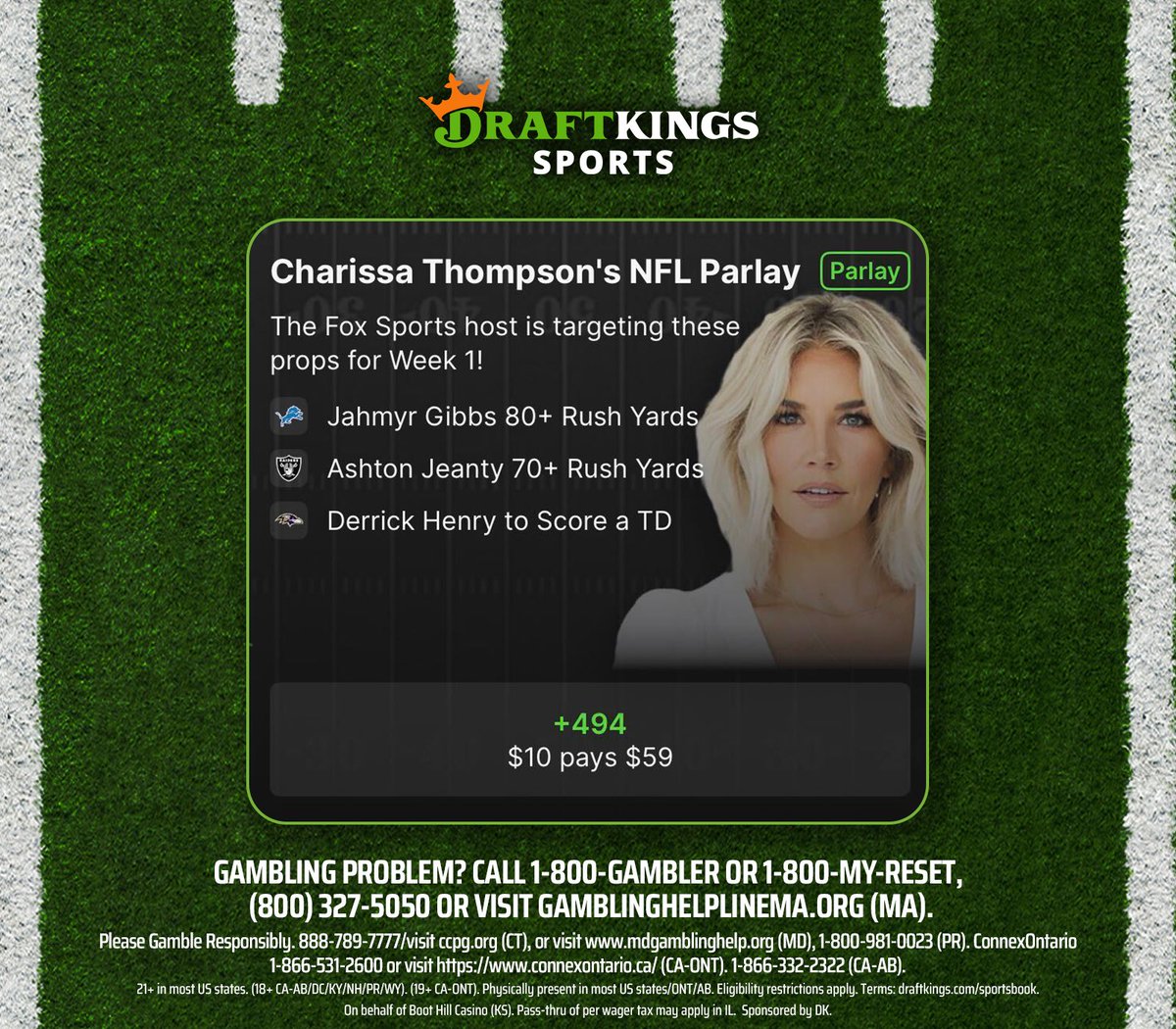 CharissaT's tweet photo. Week 1!!!! Let’s go baby !!!!! @DraftKings #DKPartner https://t.co/XxzaIi23Vl