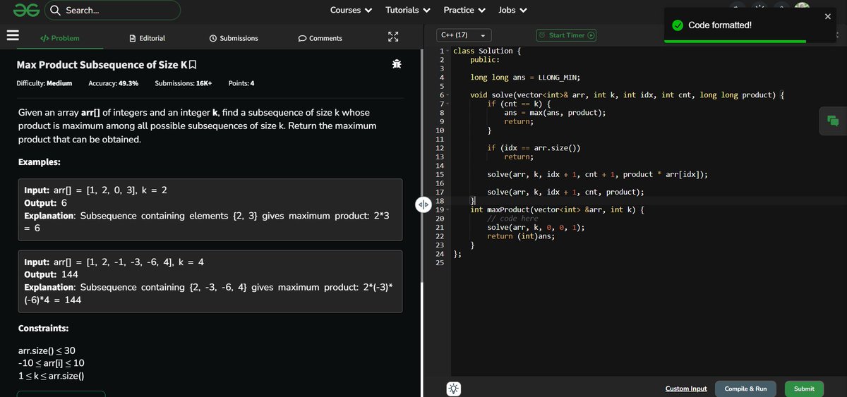ashish_a15's tweet photo. Day 115: DSA &amp; Databases 🚀

✅LC 835. Image Overlap(POTD)
✅LC 496. Next Greater Element I
✅Next Greater Element(GFG)
✅Max Product Subsequence of Size K(GFG-POTD)

#DSA #LeetCode #CS50 #SQL #Coding https://t.co/rDLrm7rtGN