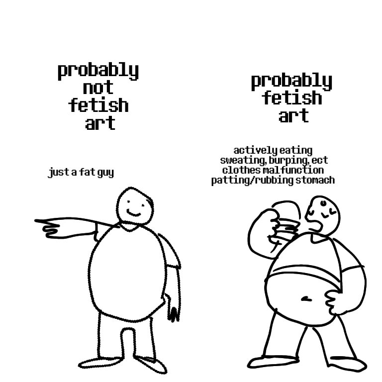 gooningconundru's tweet photo. as a fat fetish artist it pisses me OFF when people call any art of a fat character fetish art. 
from my experience it's pretty easy to tell the difference https://t.co/DJMK6OMoNS