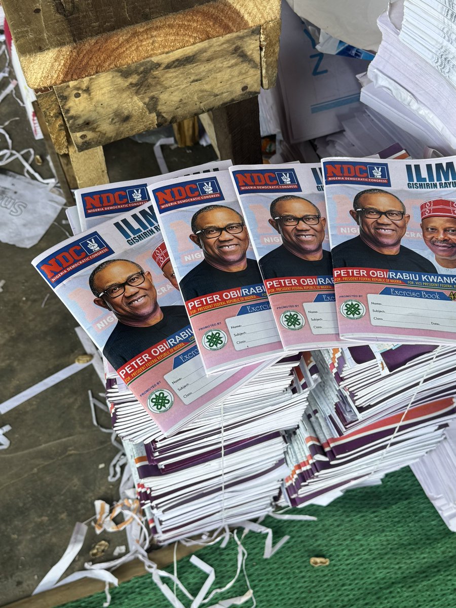 Aboki_Nagari's tweet photo. Hello Obidients! 👋🏾

We are back again! Campaign season has started, and this time, we are taking the message of hope directly to the people.

Obi/Kwankwaso means EDUCATION! 📚🇳🇬

A huge thank you to @NaijaPrez  for sponsoring the production of our first 1,000 exercise books for our Back to School Initiative.

Our goal is to produce 35,000 exercise books and distribute them to less-privileged children, especially in Arewa starting with the 7 NW states as a practical way of communicating the commitment of Peter Obi & Kwankwaso to education and human capital development.

This is only the beginning. If you believe in this initiative and would like to support, kindly DM me.

Together, we can take the message of a better Nigeria to the grassroots.

A New Nigeria is Possible! ✅🇳🇬