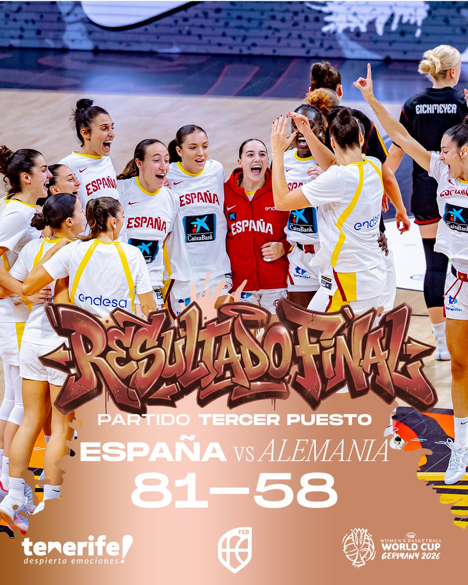 BaloncestoESP's tweet photo. 𝐐𝐮é 𝐦𝐚𝐧𝐞𝐫𝐚 𝐝𝐞 𝐡𝐚𝐜𝐞𝐫𝐧𝐨𝐬 𝐃𝐈𝐒𝐅𝐑𝐔𝐓𝐀𝐑❤️

🏆Partido por el Bronce #FIBAWWC
🇪🇸 vs 🇩🇪 (FINAL| 81-58)

#LaFamilia #ElMundialDeTodos #SomosEquipo https://t.co/i4B1iHx5LV