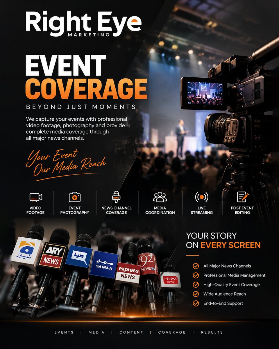 RightEyeMarket's tweet photo. From professional video coverage and event photography to live streaming, post-event editing, and major news channel coverage, Right Eye Marketing helps your event reach the right audience.

Make every moment count. Make every screen yours.

#RightEyeMarketing #EventCoverage https://t.co/KGn2oiEpd8