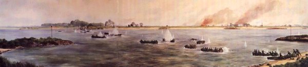 MilHistNow's tweet photo. Today in 1944, soldiers from the US Army's 82nd Airborne cross the Waal River near Nijmegen in small boats while under heavy fire. The assault on the enemy-held bank is so deadly — 50 per cent casualties — it will be nicknamed "Little Omaha" in reference to the D-Day landings. https://t.co/j5RDE1gpZf
