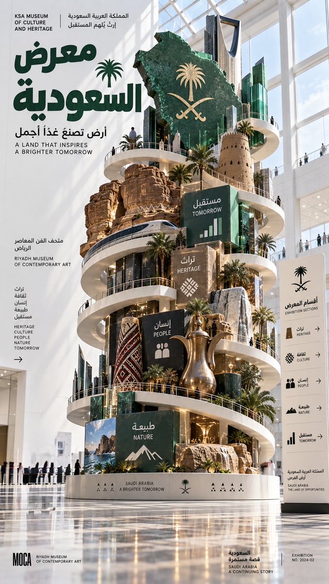 alotaibiai3's tweet photo. برومبت فكرته غريبة وحلوة جدًا 😬

تكتب له أي موضوع، وهو يحوّله إلى معرض فني ضخم داخل متحف، ويستخرج رموز الموضوع ويحوّلها إلى مجسمات وعناصر معمارية يلتف حولها مسار داخل المعرض https://t.co/K0MxkULe5c