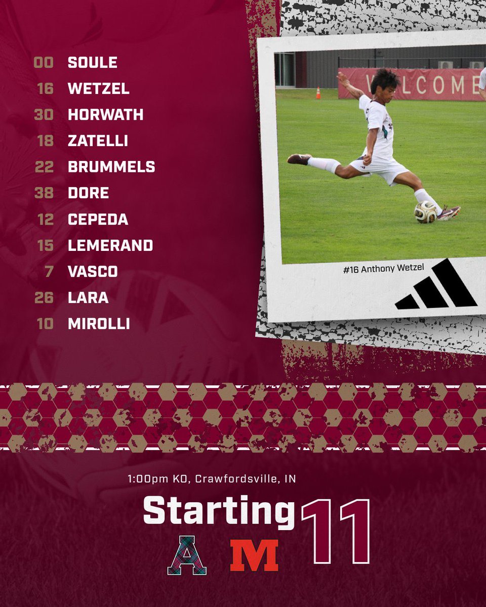 AlmaScotsMSOC's tweet photo. YOUR STARTING XI 
The XI is set. The formation is locked. 
These 11 are ready to take the field and battle from the opening whistle. Every tackle, every pass, every run, every battle — it all matters.
Time to compete for 90 minutes and represent the Scots.
ONE TEAM. ONE STANDARD https://t.co/07CGpXxlv9
