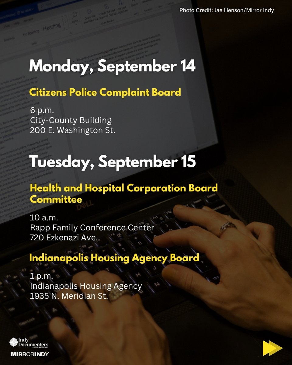 indydocumenters's tweet photo. Want to know what’s going on around Indy? So do we — that’s why we have Documenters, people like you who we train and pay to attend public meetings and take notes, so average citizens can become more involved in the community and help hold government officials accountable. https://t.co/ymN5uzbc3t