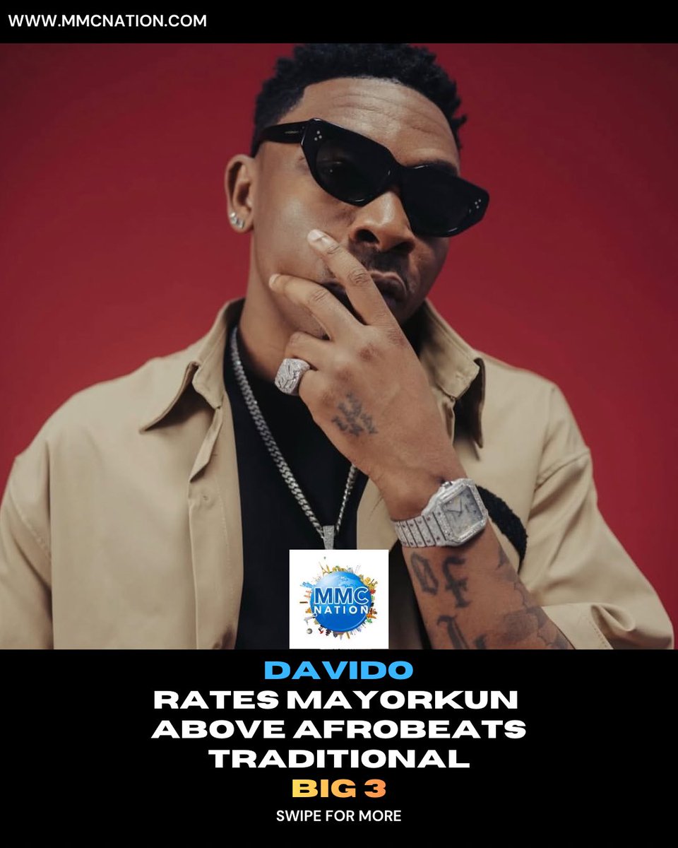 MMCnation's tweet photo. Afrobeats superstar, Davido was asked who the biggest global artist is between himself, Wizkid, and Burna Boy. 

Guess his answer? Of Lay, Lay!! 🤣

#davido #mayorkun #wizkid #burnaboy #music #entertainmentnews #foryou #explore #fyp https://t.co/ZmGbYUwkMO