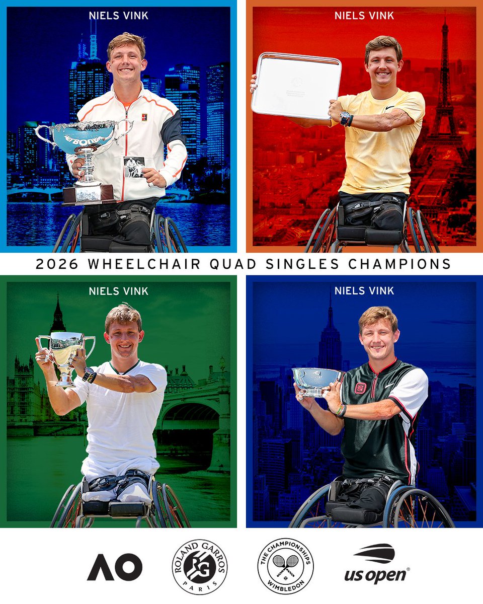 usopen's tweet photo. Four Grand Slams. One Niels Vink 🏆🏆🏆🏆 https://t.co/6c6IBo48Ea