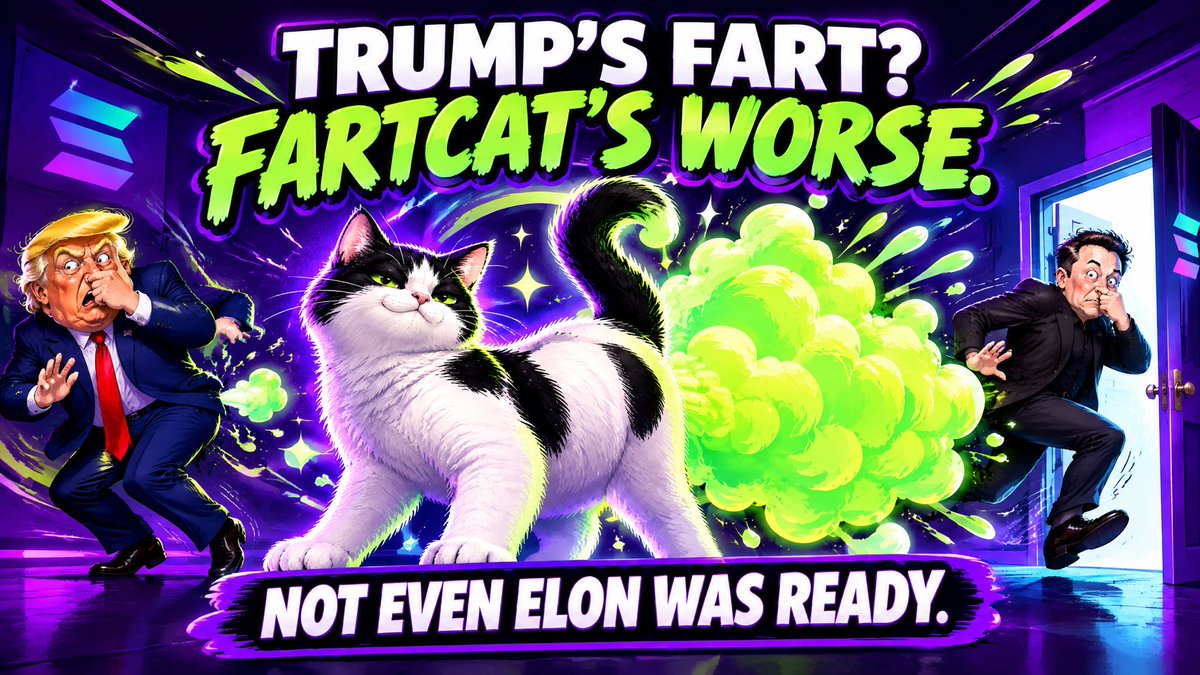 REALFARTCAT's tweet photo. Trump’s fart is weaker than FartCat’s. 💨🐈

Even Elon couldn’t handle the smell.

#FartCat #Trump #ElonMusk #Solana #PumpFun #MemeCoin #CryptoMemes #SolanaMemes https://t.co/6hRpEQfHpL
