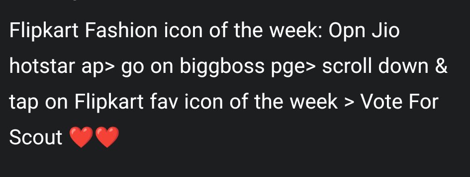boy788862's tweet photo. Flipkart Fashion icon of the week: Opn Jio hotstar ap> go on biggboss pge> scroll down &amp; tap on Flipkart fav icon of the week > Vote For
Scout

#scout
#scoutop
#scoutarmy
#scoutoparmy
#biggboss https://t.co/9FM2b9D2MV