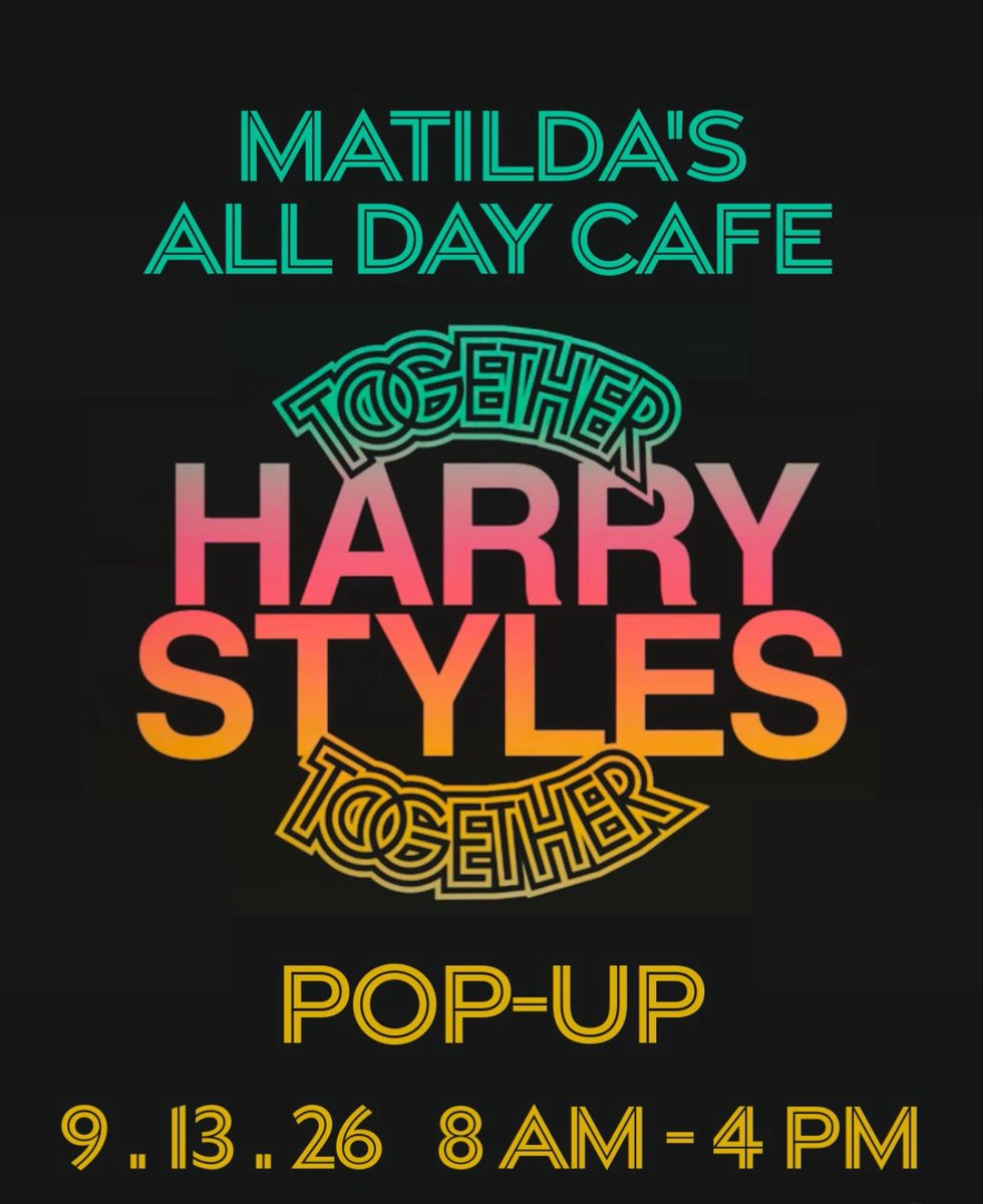 hsdtogethertour's tweet photo. Harry has paid for free coffee at Matilda’s All Day Cafe in Phoenix to celebrate Together Together 2027 (via @hsdaily &amp; matildasallday) https://t.co/6vjXb6KZil