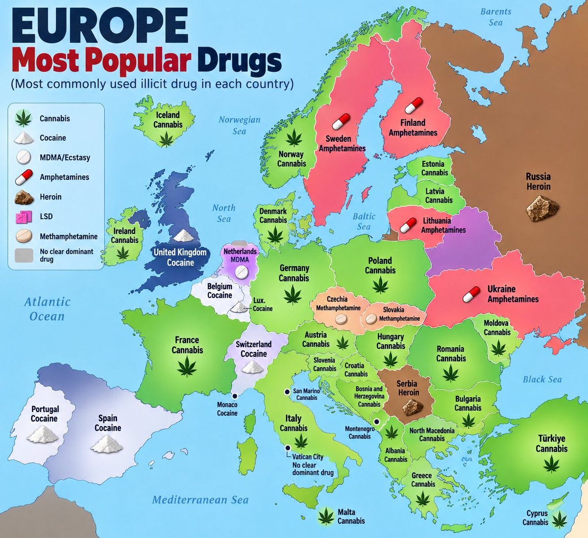 Stat_Cult's tweet photo. Most Popular illicit Drugs in Europe https://t.co/F6NEcmL6TM