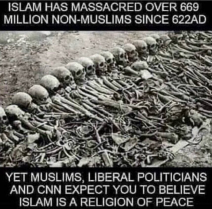 mickitiki's tweet photo. Islam is the same 1400 yrs later. It’s not a religion it’s a cult of torture, rape, and murder. https://t.co/V0tcexLoTV