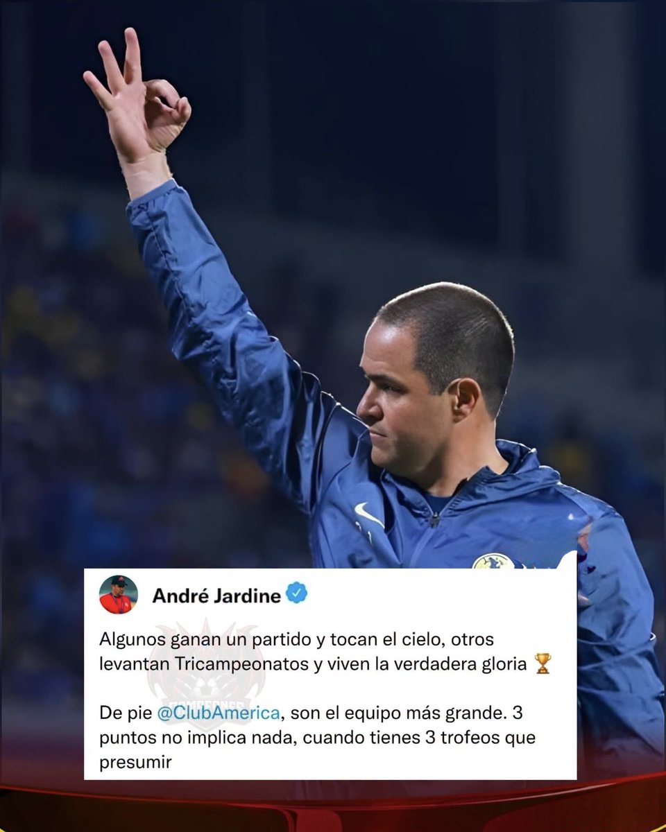 Manuu1390's tweet photo. 💥💣 ¡RECADITO DE JARDINE PARA CRUZ AZUL!

“Unos ganan un partido y tocan el cielo; otros levantan Tricampeonatos y conocen la verdadera gloria.” 🏆🦅

3 puntos no borran 3 trofeos.

Jardine sigue siendo el eterno padre. 😮‍💨🔥

#ClubAmerica #CruzAzul https://t.co/pQ1XsCvpbT