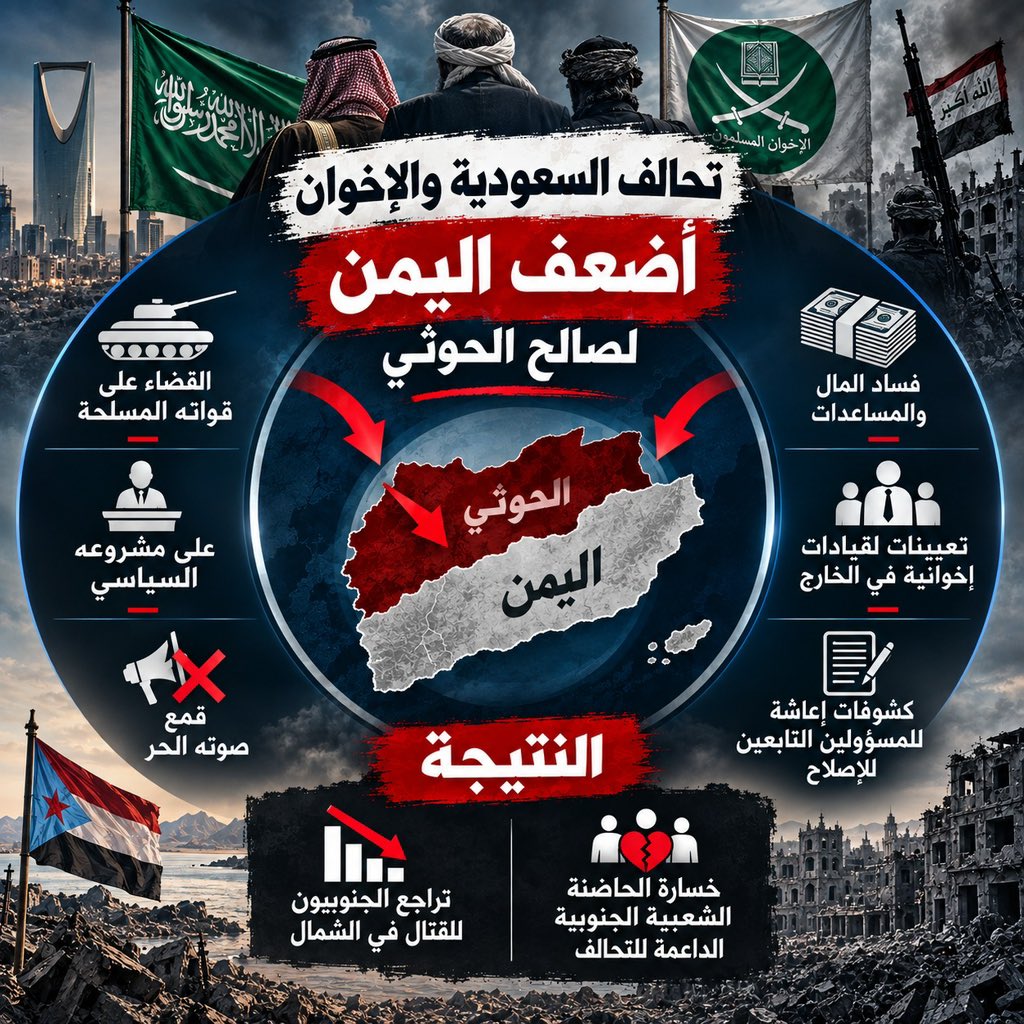 AlazhrKh's tweet photo. الخلافات التي اندلعت داخل معسكر التحالف لم تُضعف الحوثي فقط، بل أعطته فرصة لالتقاط الأنفاس وإعادة ترتيب صفوفه بينما كنا نستهلك طاقتنا في صراعات جانبية لا تخدم الهدف الأساسي
#غدر_السعوديه_والاخوان
#اليمن
#السعوديه https://t.co/xMpdiaQpaN