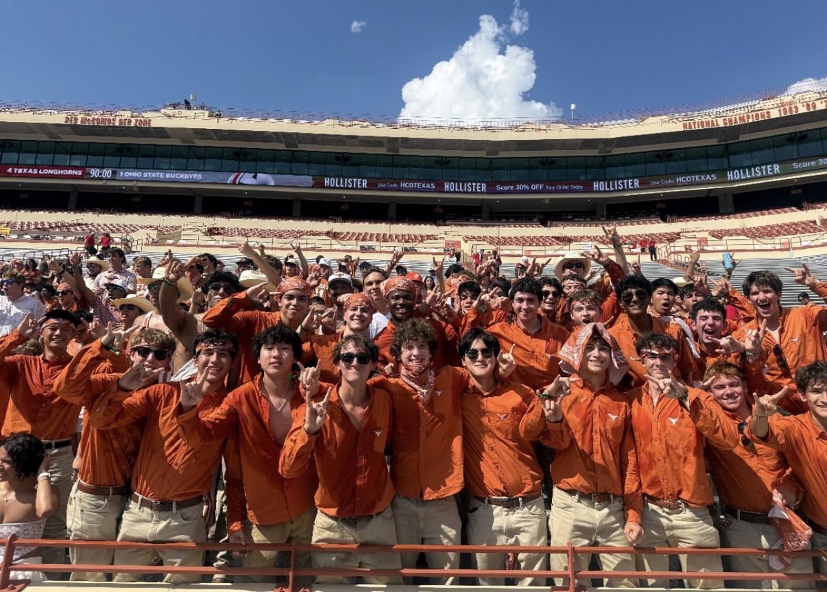 leachfortexas's tweet photo. This is my son Brady at the @TexasFootball game with his pledge class. Bo thinks it’s a “problem” they don’t all look like and have the same skin color as Brady. I think that’s racist — and it makes me sick. https://t.co/nDkaB2N6zO
