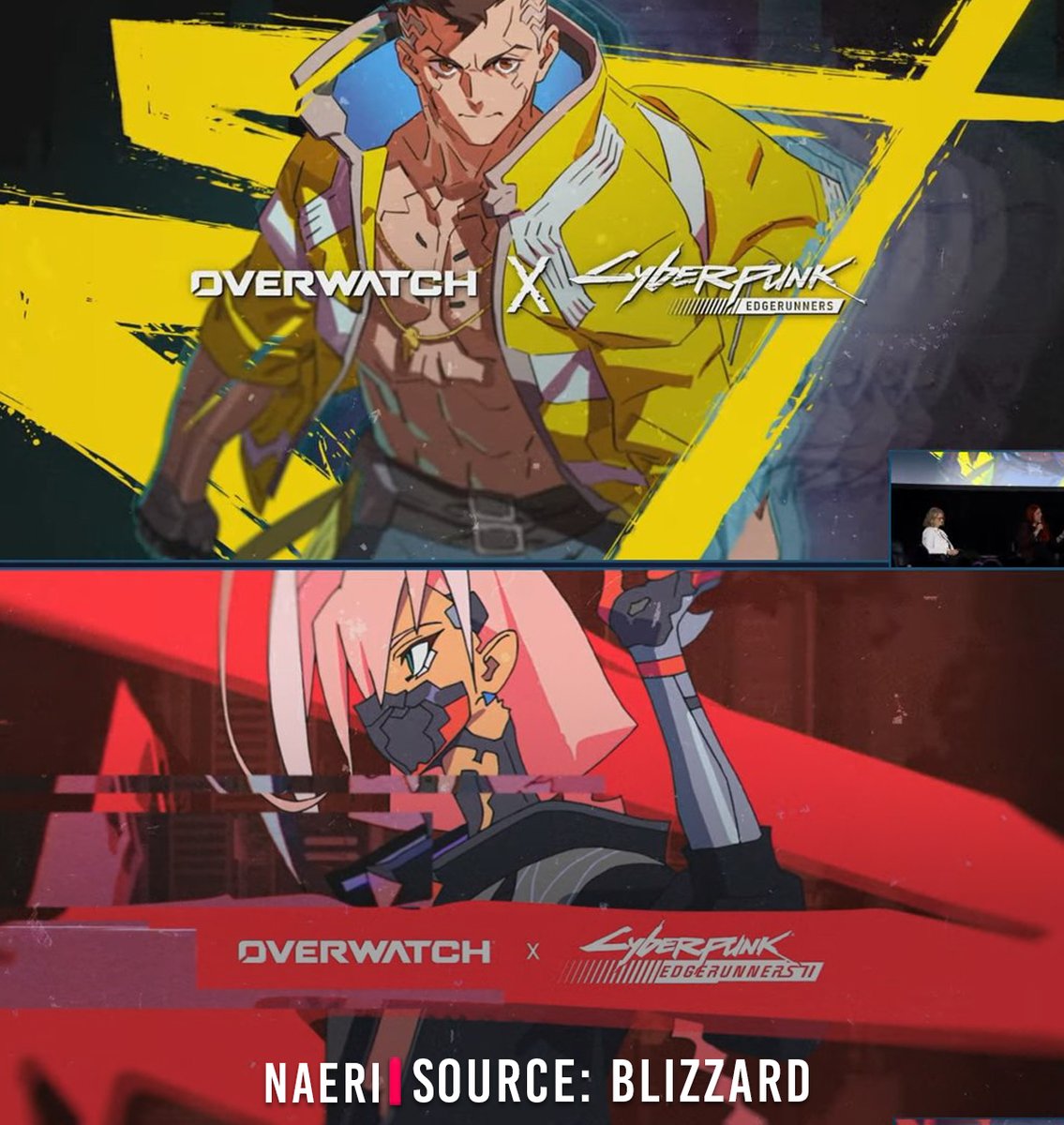 OverwatchNaeri's tweet photo. New #Overwatch x Cyberpunk Collaboration Announced 🔻

Overwatch x Cyberpunk: Edgerunner Collaboration Revealed at BlizzCon 2026 ✨ https://t.co/y8shDlNiV3