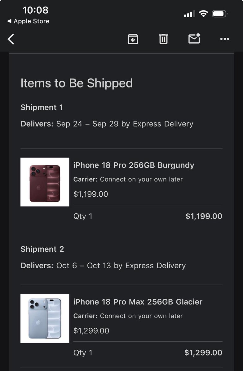dbayexquisite's tweet photo. All Preorders for the iPhone 18 Pro and Pro Max Placed ✅

All preorders have been placed, so we’ll be reopening preorders again soon. Thank you for shopping with DbayExquisite!! 🧡 https://t.co/cYiEKShJek