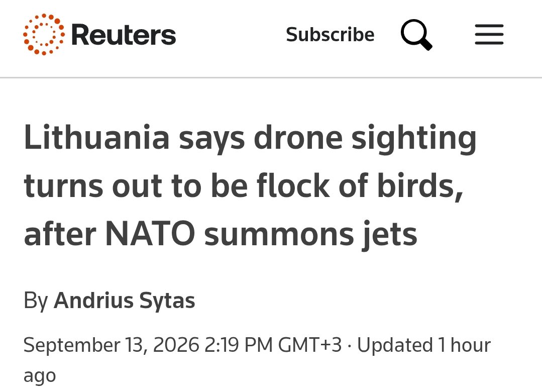 OlgaBazova's tweet photo. Lithuanians spotted a "Russian drone" near the airport. They scrambled a fighter jet, closed the airspace, and sent all their agricultural aircraft to other cities.

It turned out it wasn't a drone, but a flock of birds.

LOL... LMAO even. https://t.co/tmTWL2qxIp