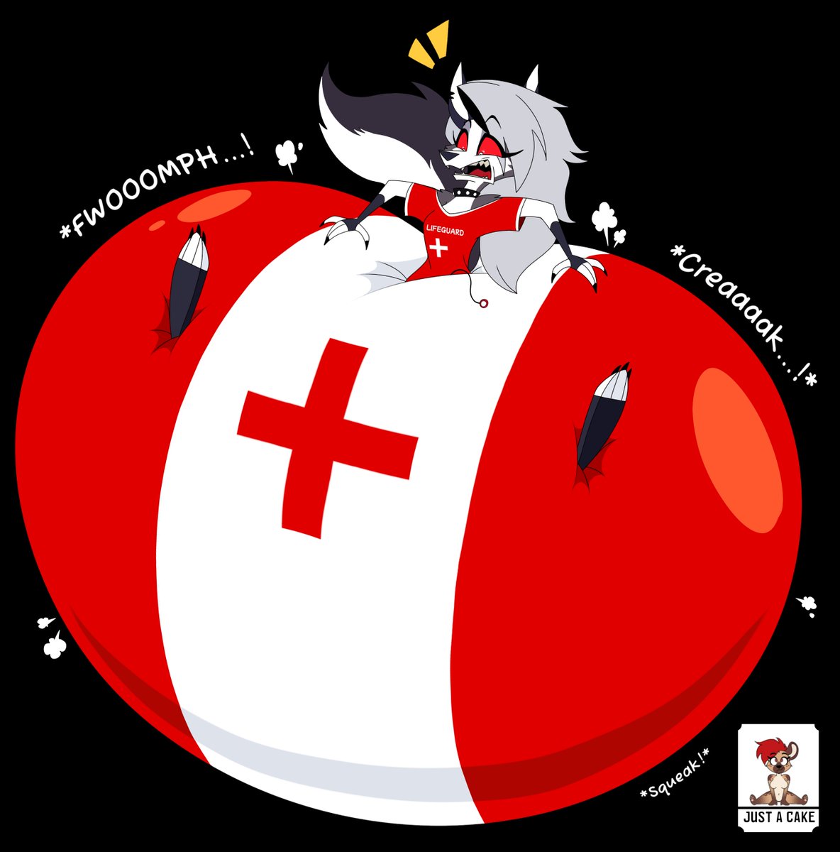 Just_lazy_Cake's tweet photo. Loona tried out the new life-guard shorts...
Well, even though they look stupid, these inflatable shorts do their job perfectly 🙃

Commission for LeCalvin https://t.co/wUoSr7WCSD