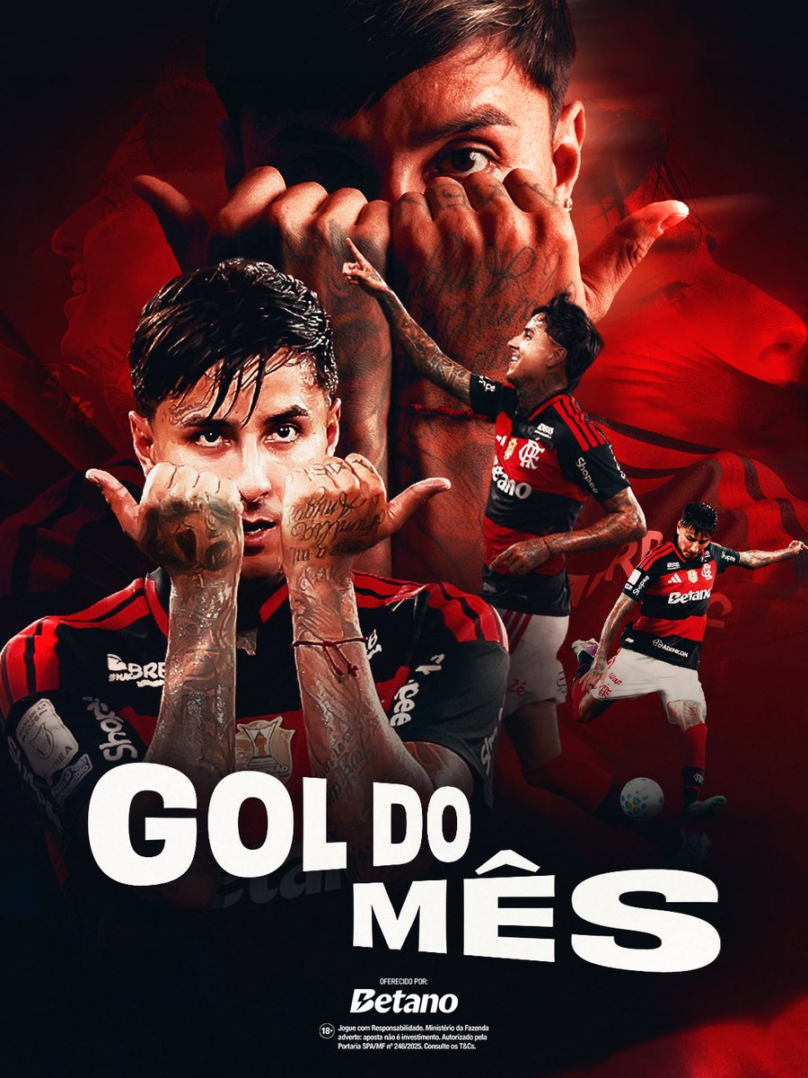 Flamengo's tweet photo. DO MEIO DA RUA! 🥷
Nosso Erick Pulgar acertou o ângulo contra o Vitória e faturou o prêmio de #GolDoMês Betano de Agosto!

Simplesmente uma pedrada! 💣💥

#BetanoFla https://t.co/51DIsDz9zA