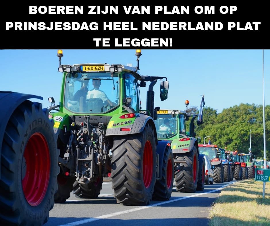 KAFKA_Dev's tweet photo. Mooi: duizenden boeren willen aanstaande Dinsdag heel Nederland PLATLEGGEN als protest tegen het afbraak-beleid! 

Steun jij onze geweldige boeren? ❤️ https://t.co/OYtq82XHAT