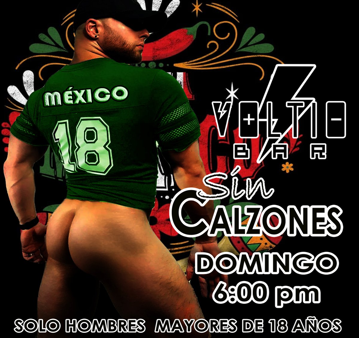 BarVoltio's tweet photo. Llegamos al mes #Patrio y seguimos de fiesta...
Los esperamos hoy #Domingo en nuestra clásica #Tarde sin #Calzones en #VoltioBar   para disfrutar con amigos 
Ingreso solo hombres mayores de 18 años  
Abierto de 6 pm a 00 hrs https://t.co/7ShSX12FTm