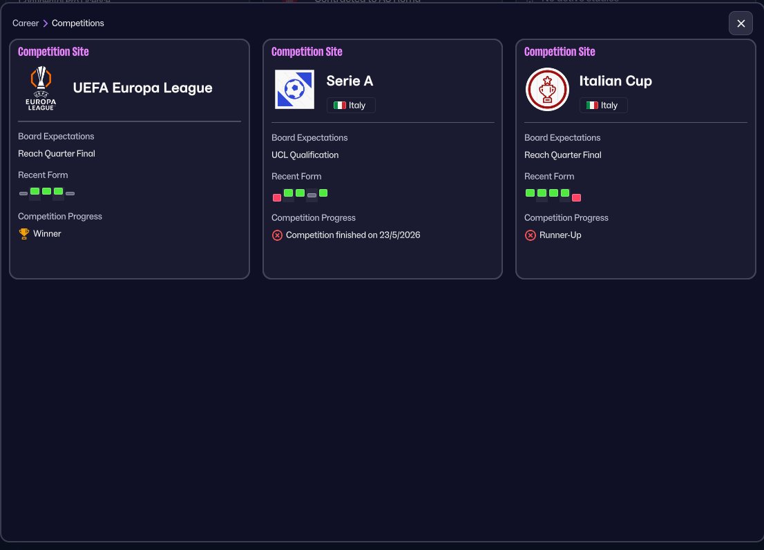 FMDelicious's tweet photo. FM26 Gian Piero Gasperini Roma | 3-4-1-2 Recreation VI 🇮🇹

🏆 Serie A Champions
🏆 Europa League Winners
🥈 Coppa Italia Runner-Up

Serie A:

📈 88 points
✅ 26 wins
🤝 10 draws
❌ Only 2 defeats
⚽ 99 goals
🛡️ 37 conceded
💥 +62 GD

And this time, the part I enjoyed most wasn't simply the result.

It was trying something I had never really used before:

🧠 Double Half Back
🧠 Double OCB

I wanted the midfielders to help the build-up and then participate underneath the attack, while the OCBs could step forward and support the wing-backs more naturally than I was getting from other roles.

It is aggressive.

At times, extremely aggressive.

There are situations where Ndicka can effectively become the last real defensive reference while the rest of the structure moves forward.

That risk was intentional.

FM26 obviously cannot reproduce every Gasperini rotation we see in real football, so this remains a recreation through the tools the engine gives us.

But the relationships became very interesting.

And the output from the wing-backs says a lot:

🔥 Wesley: 6 goals + 30 assists
🔥 Angeliño: 6 goals + 21 assists

51 assists between them.

The attack was also distributed:

⚽ Malen: 34 goals + 11 assists
⚽ Soulé: 29 + 7
⚽ Dybala: 24 + 14
⚽ Dovbyk: 15 + 2

Even Cristante finished with 10 goals + 8 assists.

Across the whole season:

🎮 57 matches
✅ 42 wins
🤝 12 draws
❌ 3 defeats
⚽ 152 goals
🛡️ 53 conceded
💥 +99 GD
📊 73% win rate

And I don't want to hide the underlying numbers either.

Serie A:

📊 87.53 xG
⚽ 99 actual goals

🛡️ 37.92 xGA
📈 78.28 xPTS
🏆 88 actual points

So we clearly overperformed both our xG and xPTS.

That matters.

This wasn't some perfect underlying-data monster. We were extremely efficient, especially in decisive moments.

But that's also why I liked the project.

The structure worked, the behaviours were recognisable, and I didn't need to turn it into a generic meta tactic just to chase another 10 points.

This VI version is simply the more experimental one.

Double HB.
Double OCB.
Huge wing-back production.
A lot of movement.
A lot of risk.

And somehow only 3 defeats in 57 matches. 😅

🔗 https://t.co/RsSDDRGWej

TI/PI video included for console players.

#FM26 #FootballManager