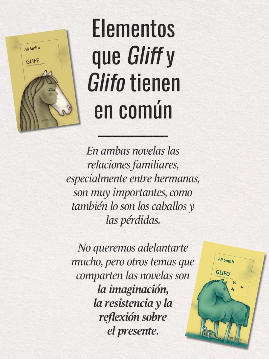 Nordica_Libros's tweet photo. Desde que anunciamos que el 21 de septiembre llegará Glifo de Ali Smith a todas las librerías nos han llegado bastantes preguntas sobre la novela. ¡Os explicamos la relación con Gliff en este carrusel!
Pero... el resumen es que son dos novelas independientes.
#alismith https://t.co/Hplp95jVOq