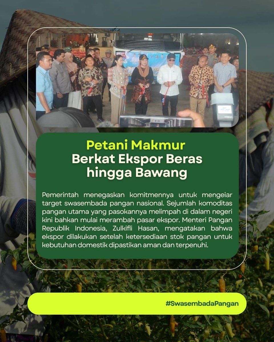 GenZNusantara's tweet photo. Petani Makmur Berkat Ekspor Beras hingga Bawang

#SwasembadaPangan https://t.co/84HI2iBkpC
