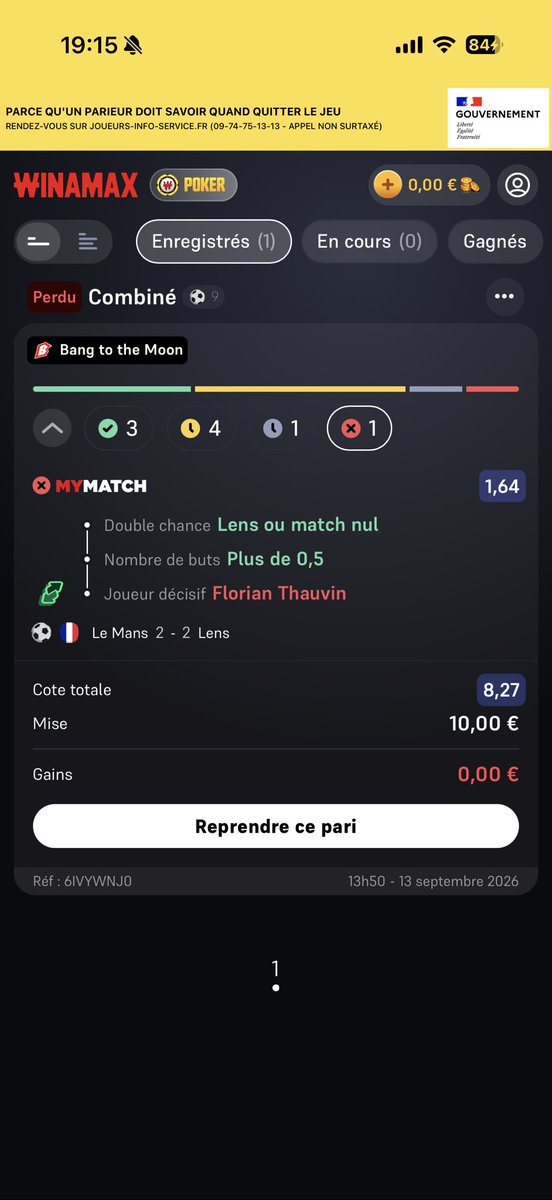 InesMeyer220520's tweet photo. @WinamaxSport 
J’ai parier sur Florian Thauvin décisif et il m’ont refusé le Paris https://t.co/VA2ojlFsUB