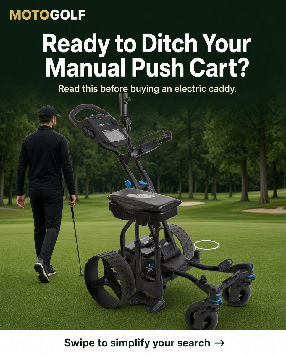 motogolfcom's tweet photo. If you're ready to ditch the manual push cart and upgrade to an electric one, but you're confused with many choices, motogolf can help you in selecting the right one for you. Our product specialist test them so you can ask questions with confidence. We carry all the best brands and we've been the #1 site for electric golf caddies since 2005. Check us out! #electricgolfcaddy #golf #walkthecourse