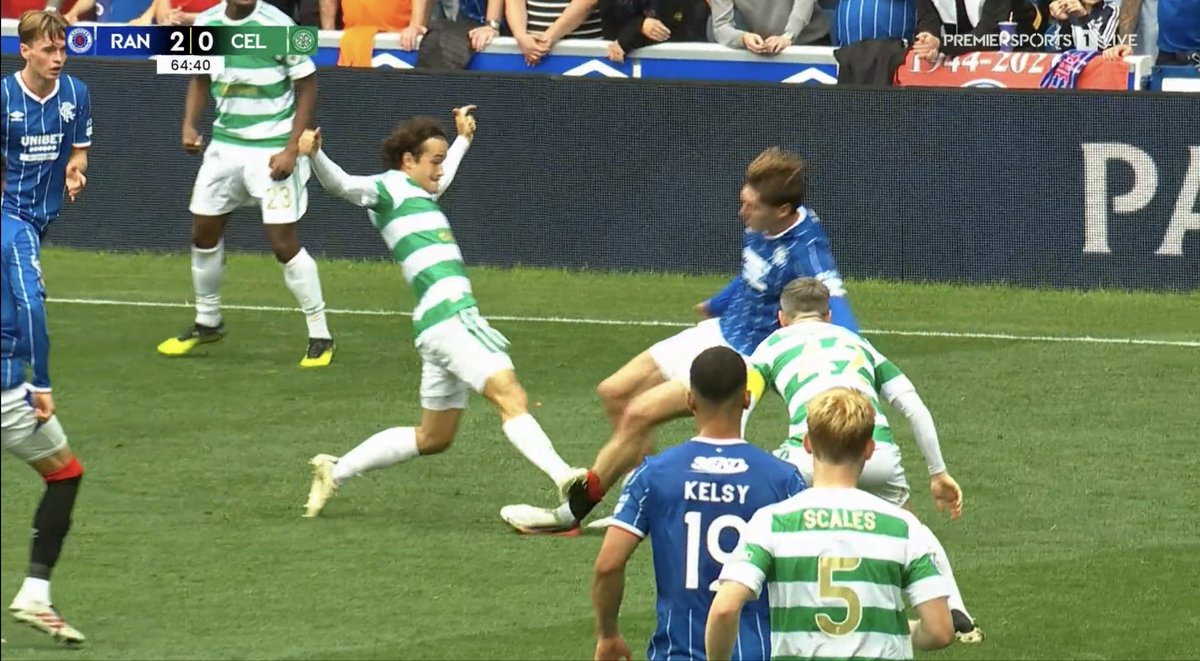 jimmc2702's tweet photo. @TheRefsView what should this be? 
A) Red card Celtic player?
B) yellow card Celtic player?
Or C) only in Scotland, free kick to Celtic?
Fucking disgusting again by @ScottishFA referees, absolutely corrupt!!
Why did VAR not even look at this? https://t.co/uPkxFK7VN0