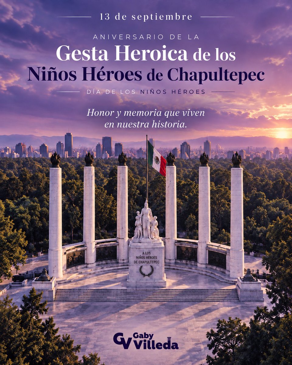gabyvilledam's tweet photo. Hoy recordamos la Gesta Heroica de los Niños Héroes de Chapultepec.

A 179 años, su memoria sigue siendo símbolo de valor, compromiso y amor por México. 🇲🇽

#NiñosHéroes #Chapultepec #GabyVilleda https://t.co/V5wLktXkid